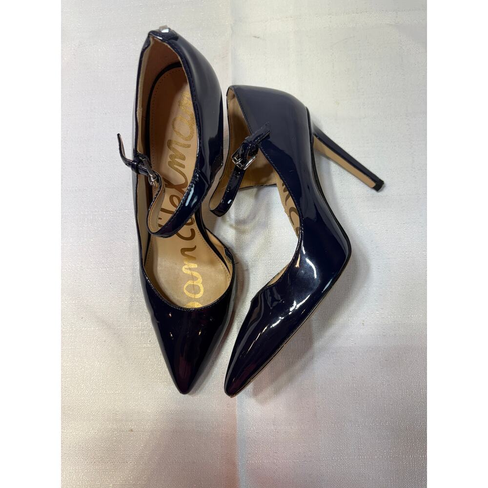 Sam Edelman Nora Navy Blue Patent Leather Heels Size 7 - Picture 2 of 15